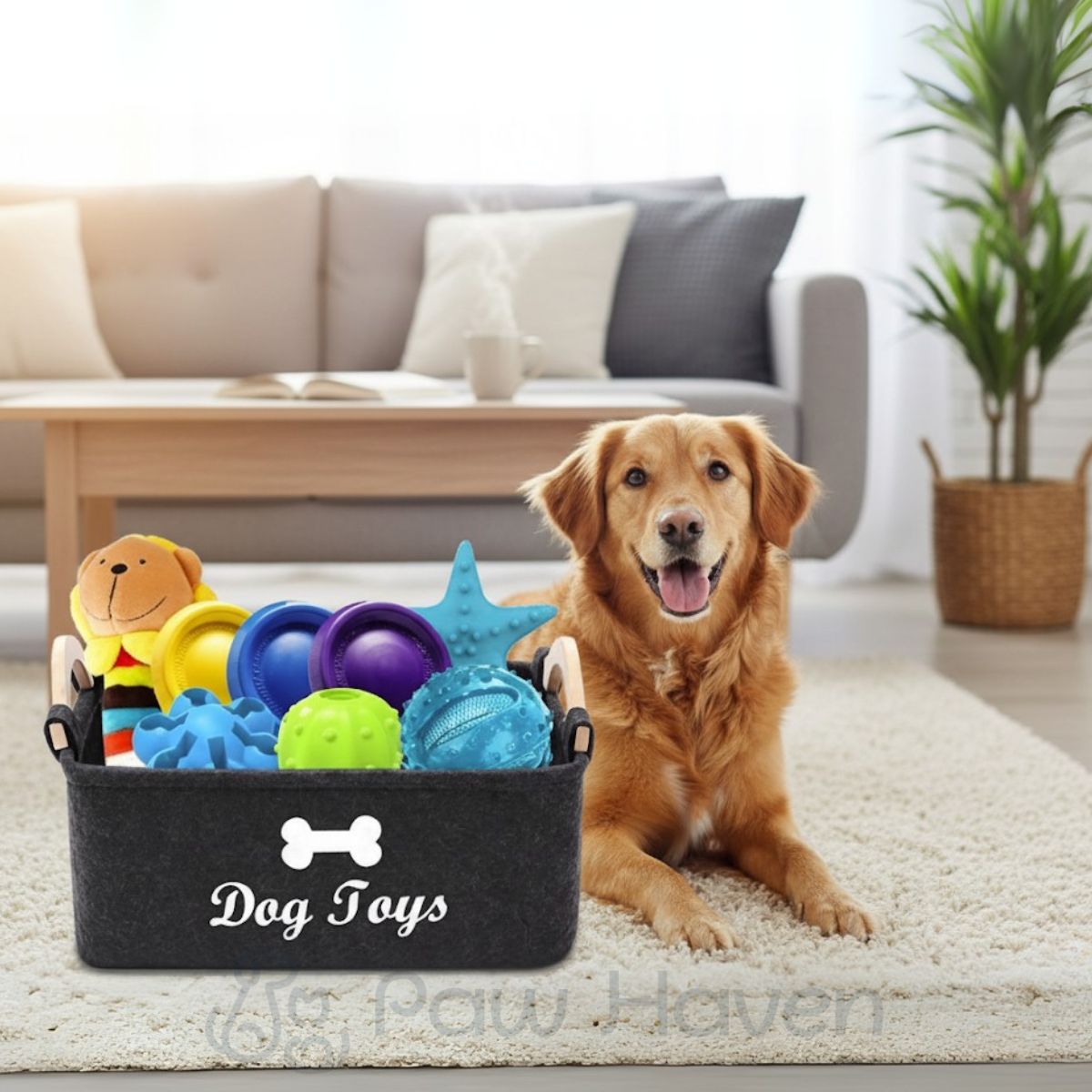 Felt Dog Toy Storage Box